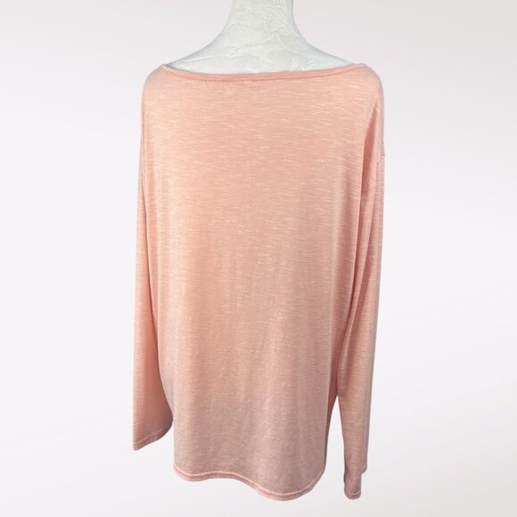 Peach Pink Long Sleeve Side Tie Top Lightweight Slouchy Oversized Size Large - Picture 5 of 9